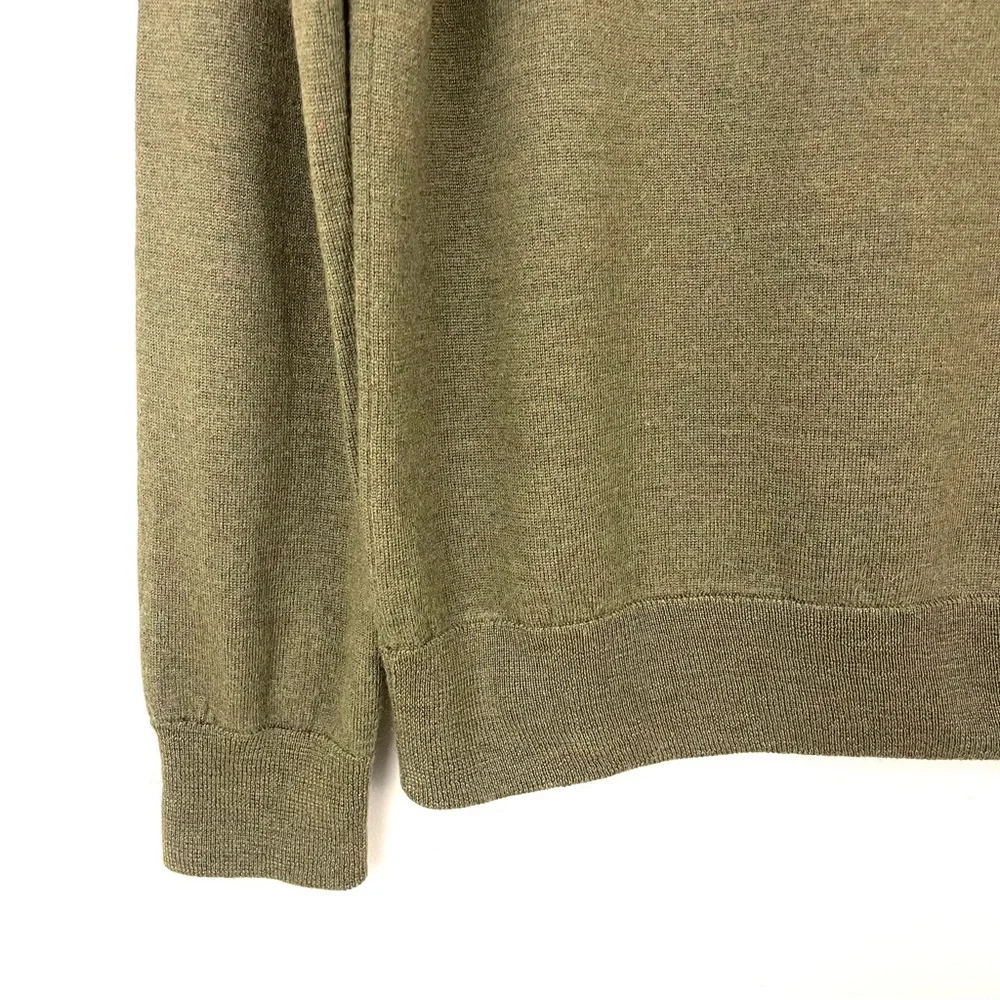 J. Crew Slim Fit 100% Merino Wool Half Zip Sweater in Olive Green